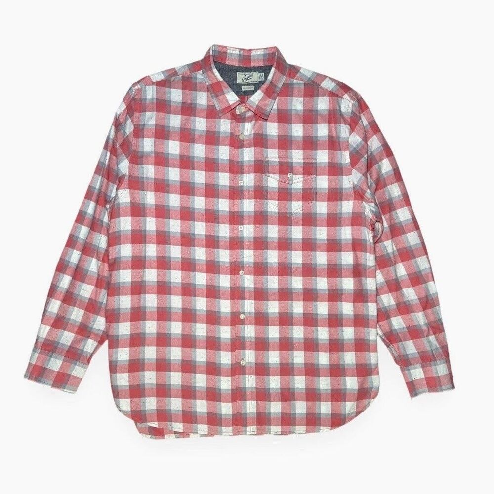 Grayers Button Up Shirt Mens Mens XXL Red White Donegal Flannel Plaid Check NWOT